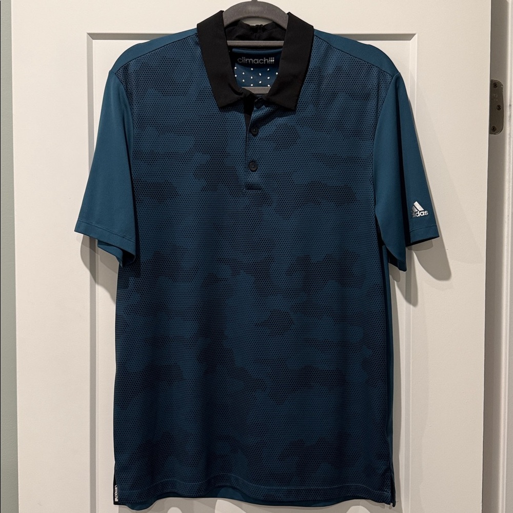 Adidas Climachill Teal Polo with Black Collar
